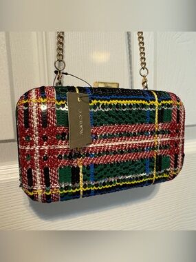 J. Crew Sequin Plaid Crossbody in Red, Green, Blue, Yellow, Black NWT
